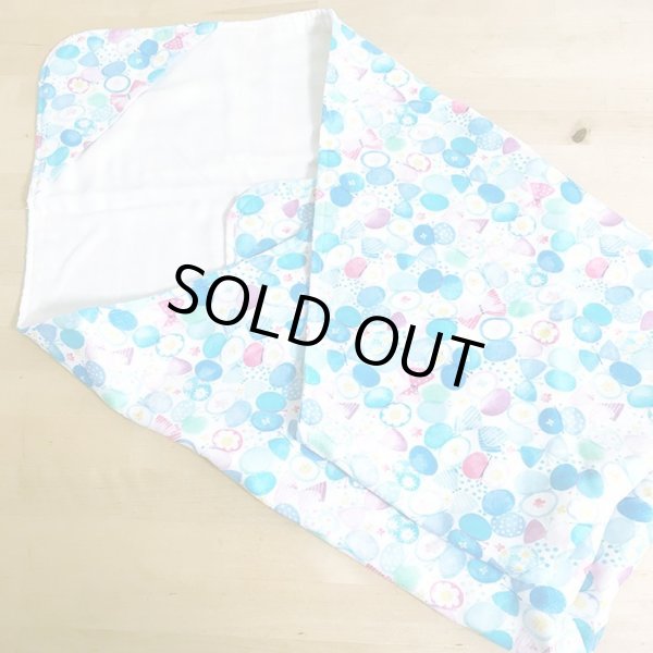 画像5: リボン＆ちょうちょ レッド/ブルー【国産おくるみと丸型スタイセット】ベビー 手作りキット 作り方マニュアル付き ダブルガーゼ フード付き (5)