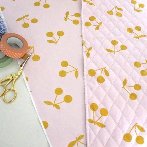 画像5: ●アウトレット サイズ変更不可●さくらんぼツイン ピンク◎底布付【レッスンバッグ】手作りキット 作り方マニュアル付き キルティング生地【A】 (5)