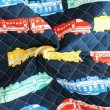 画像2: ●アウトレット サイズ変更不可●カラフルトレイン ネイビー【シューズバッグ】キルティング生地 手作りキット 作り方マニュアル付き 入園入学 手芸キット生地[s] (2)