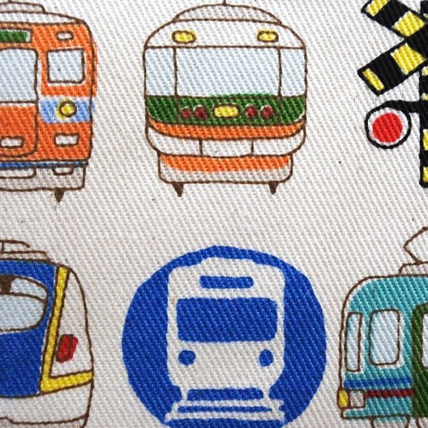 画像4: 《即納》★サンプル品(完成品)販売★電車だいすき!ベージュ◎底布付【ランチバッグ】 (4)