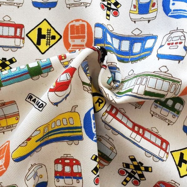 画像5: 《即納》★サンプル品(完成品)販売★電車だいすき!ベージュ◎底布付【ランチバッグ】 (5)