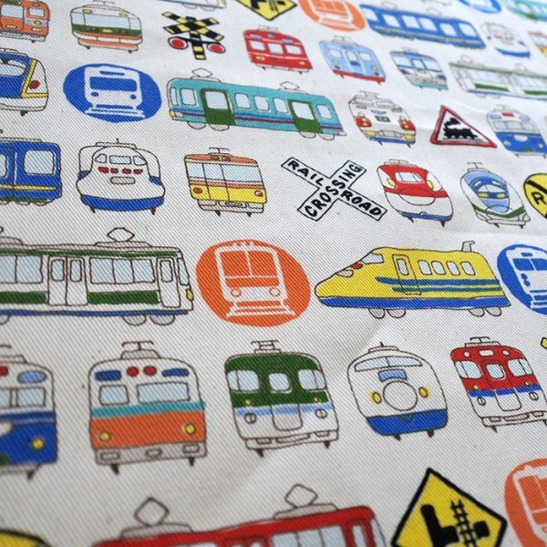 画像3: 《即納》★サンプル品(完成品)販売★電車だいすき!ベージュ◎底布付【ランチバッグ】 (3)