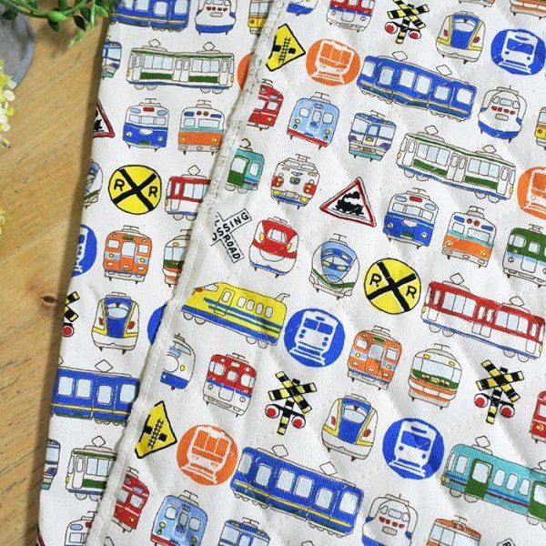 画像7: 《即納》★サンプル品(完成品)販売★電車だいすき!ベージュ◎底布付【ランチバッグ】 (7)