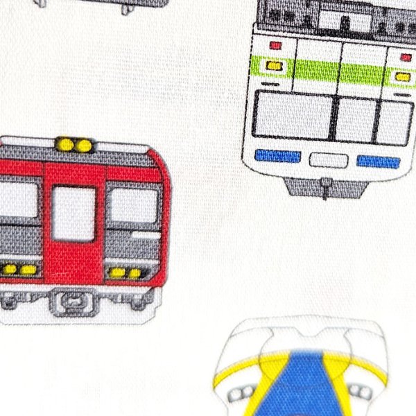 画像2: 電車フェイス【コップ袋】薄手生地+裏地 手作りキット 作り方マニュアル付き 入園入学 手芸キット[u] (2)