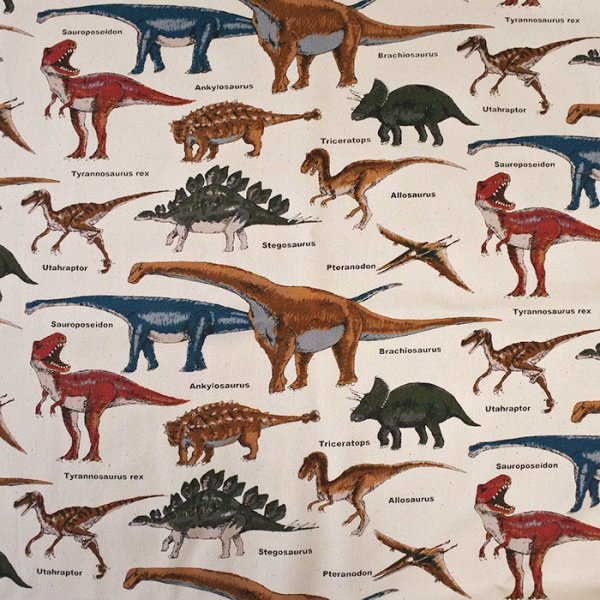 画像7: 恐竜の図鑑 サンドベージュ◎底布付【ランチバッグ】 手作りキット 作り方マニュアル付き 入園入学 手芸キット[n][s] (7)