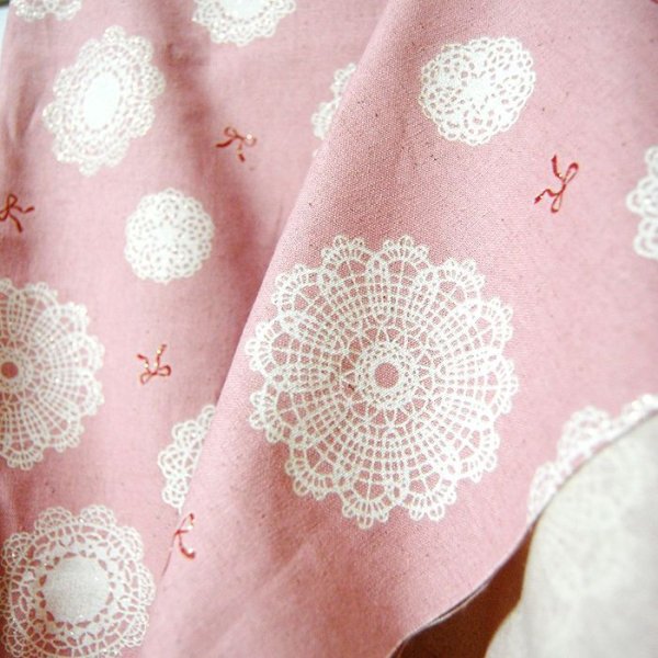 画像3: ●アウトレット サイズ変更不可●リボン&ドイリー ピンク【シューズバッグ】手作りキット 作り方マニュアル付き 入園入学 手芸キット 中厚手生地 プライスOFF (3)