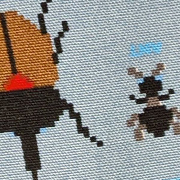 画像2: ドット絵の昆虫 スモークブルー【キッズエプロン&三角巾】Mサイズ 手作りキット 作り方マニュアル付き 入園入学 手芸キット (2)