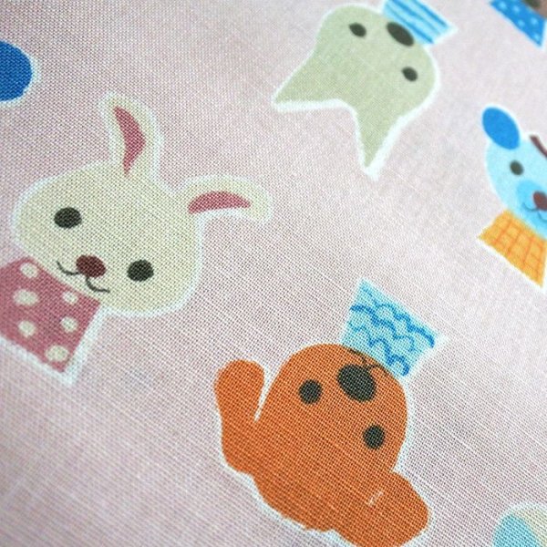 画像4: ●アウトレット サイズ変更不可●動物フレンズ ピンク◎底布有【シューズバッグ】手作りキット 作り方マニュアル付き 入園入学 手芸キット キルティング生地 プライスOFF (4)