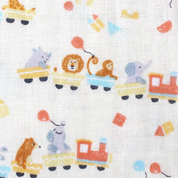 画像7: どうぶつトロッコ【丸型スタイ】【くるくるスタイ】【ハンカチスタイ】ベビー 材料セット 作り方マニュアル付き ダブルガーゼ 国産 (7)