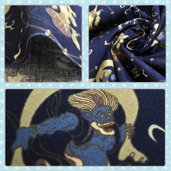 画像2: 風神雷神 ネイビー 【くるくるスタイ】手作りキット 作り方マニュアル付き 薄手生地 ベビー 手作りキット 作り方マニュアル付き 国産 (2)