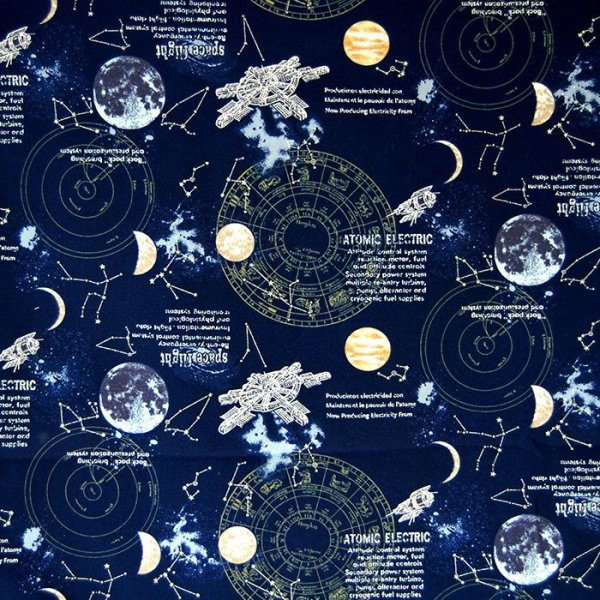 画像4: 宇宙ステーション ネイビー【スモック】 手作りキット 作り方マニュアル付き 中厚手生地 (4)