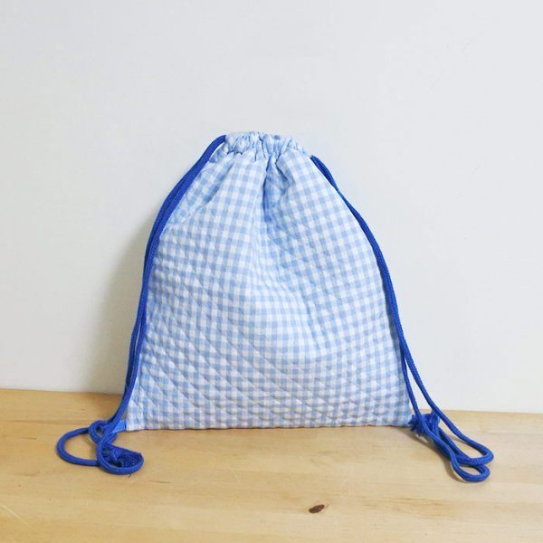 画像5: 《家庭科教材対応》ギンガムチェック ライトブルー/ブラック【ナップサック】手作りキット 作り方マニュアル付き 小学校 家庭科 キット (5)