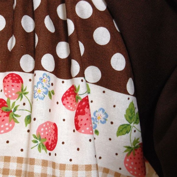 画像5: いちごのボーダー 赤【スモック】 手作りキット 作り方マニュアル付き 入園入学 手芸キット 薄手生地【F】 (5)