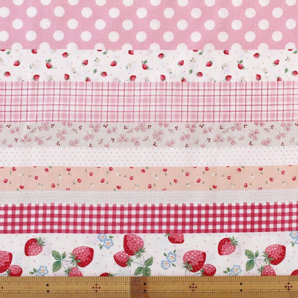 画像6: いちごのボーダー ピンク/茶【エプロン&三角巾】Mサイズ 手作りキット 作り方マニュアル付き 入園入学 2024年度春 薄手生地【F】 (6)