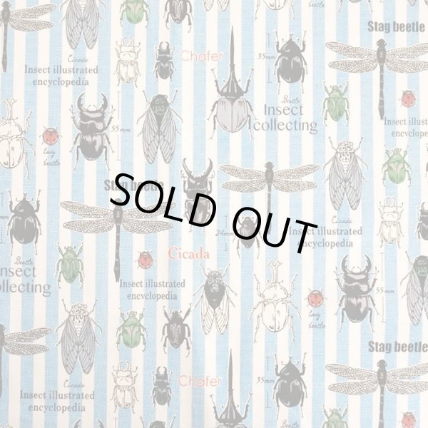 画像5: [15％OFF]★在庫限り サイズ変更不可★昆虫の図鑑 ブルーストライプ【コップ袋】手作りキット 作り方マニュアル付き 入園入学 2024年度春 中厚手生地[n] (5)