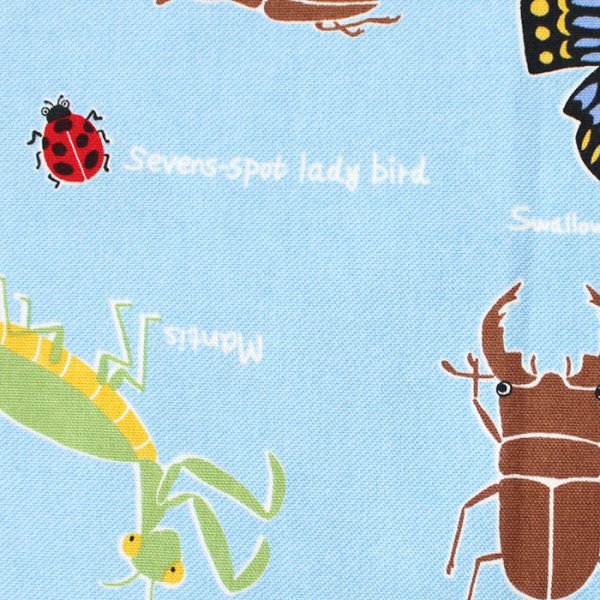 画像2: 虫たちの世界 ブルー【キッズエプロン&三角巾】Mサイズ 手作りキット 作り方マニュアル付き 入園入学 手芸キット (2)