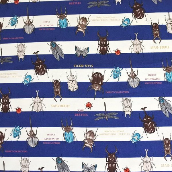 画像4: 昆虫ワールド ネイビーのボーダー【移動ポケット】手作りキット 作り方マニュアル付き 入園入学 2025年度 学校 教材 (4)