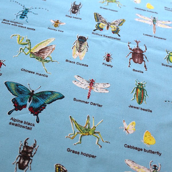 画像4: ●アウトレット サイズ変更不可●昆虫図鑑 そらいろ【コップ袋】中厚手生地 手作りキット 作り方マニュアル付き 入園入学 手芸キット[n] (4)