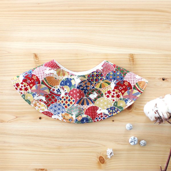 画像4: 鞠とうさぎ カラフル/グレー【丸型スタイ】【くるくるスタイ】【ハンカチスタイ】ベビー 材料セット 作り方マニュアル付き ダブルガーゼ 国産 (4)