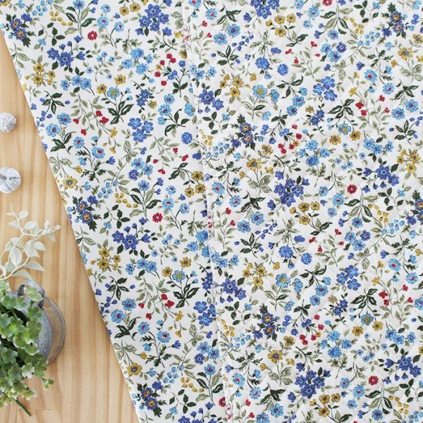 画像5: ミニフラワー ブルー【キッズエプロン&三角巾】Mサイズ 手作りキット 作り方マニュアル付き 入園入学 手芸キット (5)