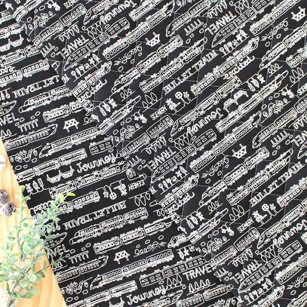 画像5: モノクロトレイン【体操服袋/ナップサック】 中厚手生地 手作りキット 作り方マニュアル付き 入園入学 手芸キット (5)