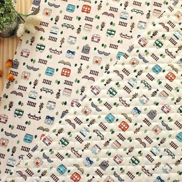 画像5: ●アウトレット サイズ変更不可●ならんだ電車 キナリ【給食袋】薄手生地+裏地 手作りキット 作り方マニュアル付き 入園入学 手芸キット[u] (5)