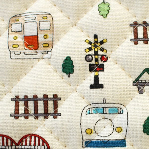 画像2: 《家庭科教材対応》ならんだ電車 キナリ キルティング生地【ナップサック】手作りキット 作り方マニュアル付き 小学校 家庭科 キット (2)