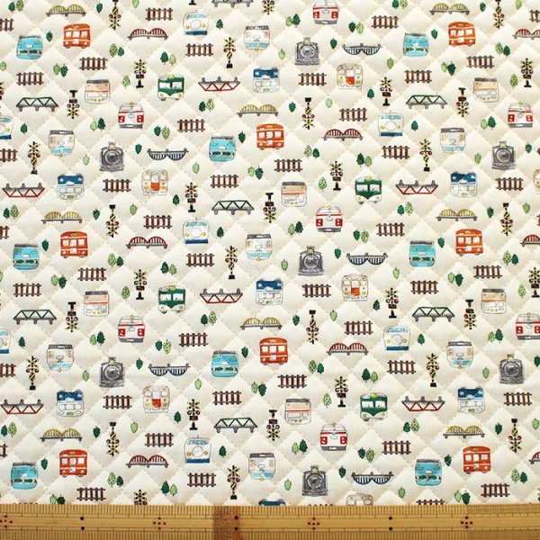 画像3: 《家庭科教材対応》ならんだ電車 キナリ キルティング生地【ナップサック】手作りキット 作り方マニュアル付き 小学校 家庭科 キット (3)