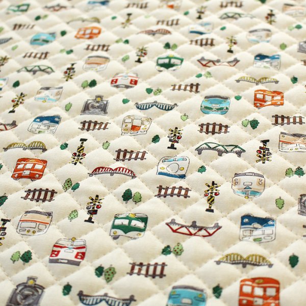 画像4: 《家庭科教材対応》ならんだ電車 キナリ キルティング生地【ナップサック】手作りキット 作り方マニュアル付き 小学校 家庭科 キット (4)