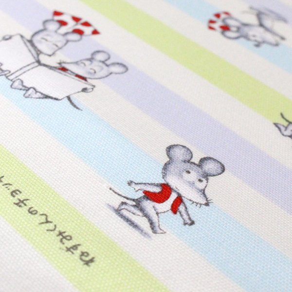 画像3: ★在庫限り サイズオーダー不可★ねずみくん ボーダー ブルー系/ピンク系【コップ袋】材料セット 作り方マニュアル付き 入園入学 中厚手生地 (3)