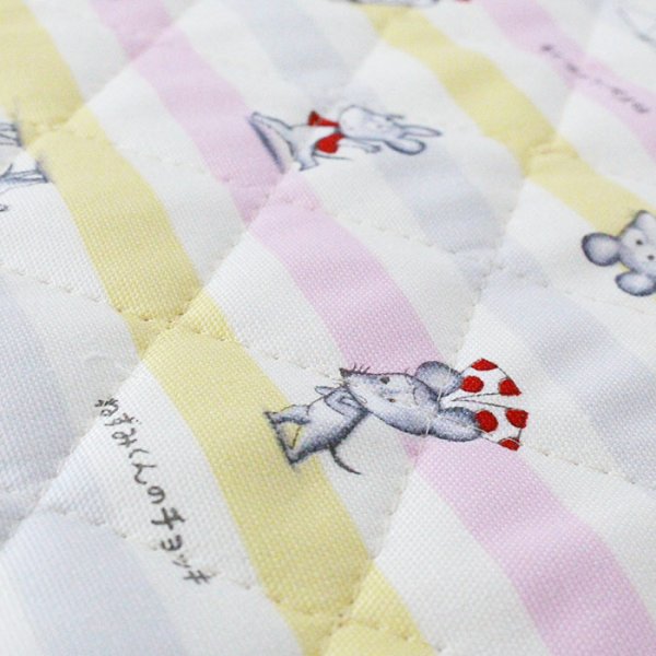 画像4: ●アウトレット サイズ変更不可●ねずみくん ボーダー ピンク系◎底布付【シューズバッグ】材料セット 作り方マニュアル付き 入園入学 (4)