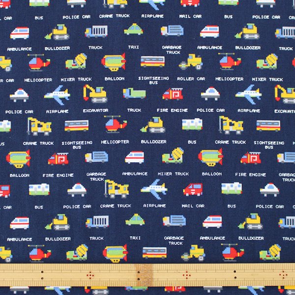 画像7: くるま ピクセルドット紺【シューズバッグ】 手作りキット 作り方マニュアル付き 入園入学 手芸キット[n] (7)