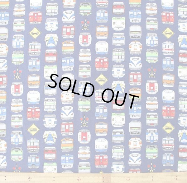 画像3: ネイビー電車のお顔【キッズエプロン&三角巾】Mサイズ 手作りキット 作り方マニュアル付き 入園入学 手芸キット (3)