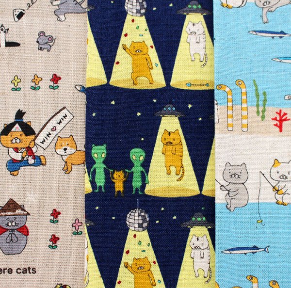 画像2: おとぼけネコちゃん 3柄【コップ袋】中厚手生地 手作りキット 作り方マニュアル付き 入園入学 手芸キット[n] (2)