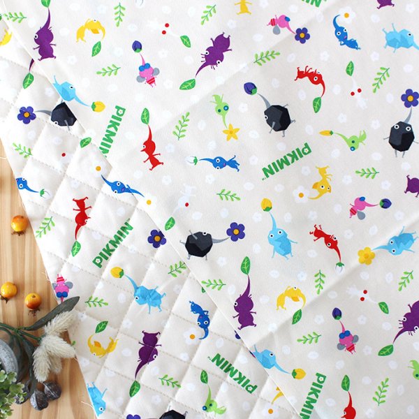 画像5: ピクミン ベージュ◎底布付【体操服袋/ナップサック】中厚手生地 材料セット 作り方マニュアル付き 入園入学 2025年度春 (5)