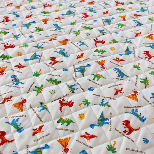 画像4: ●アウトレット サイズ変更不可●ピクセルダイナソー◎底布付【シューズバッグ(キルティング)】 手作りキット 作り方マニュアル付き 入園入学 手芸キット[s] (4)