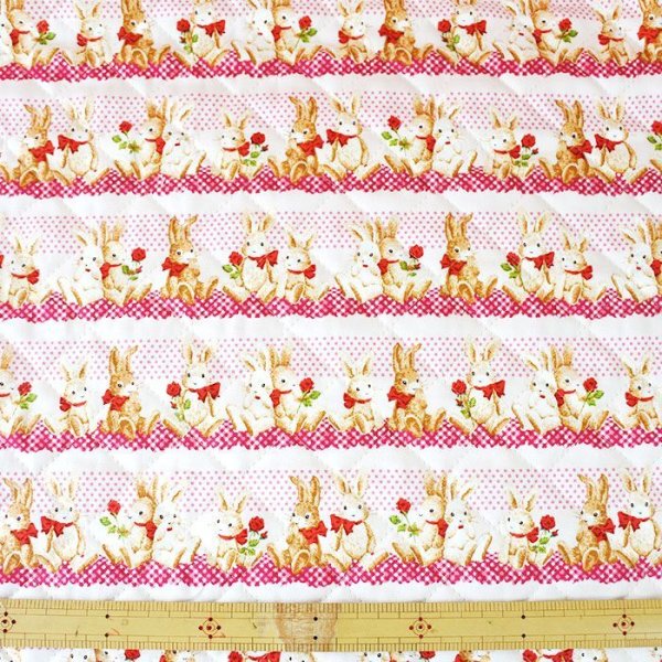 画像2: [15％OFF]★在庫限り サイズ変更不可★ウサギとレース【シューズバッグ】 手作りキット 作り方マニュアル付き 入園入学 手芸キット[n] (2)