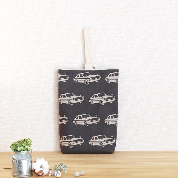 画像2: ★サンプル品(完成品)販売★クラシックカー グレー/パープル【体操服袋】 【レッスンバッグ】【シューズバッグ】【給食袋】【コップ袋】完成品販売 (2)