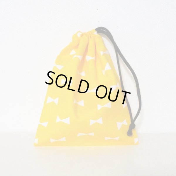 画像1: イエロー×ホワイトリボン【コップ袋】手作りキット 作り方マニュアル付き 入園入学 2024年度春 中厚手生地 (1)