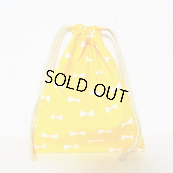 画像1: イエロー×ホワイトリボン【給食袋】手作りキット 作り方マニュアル付き 入園入学 2024年度春 中厚手生地 (1)