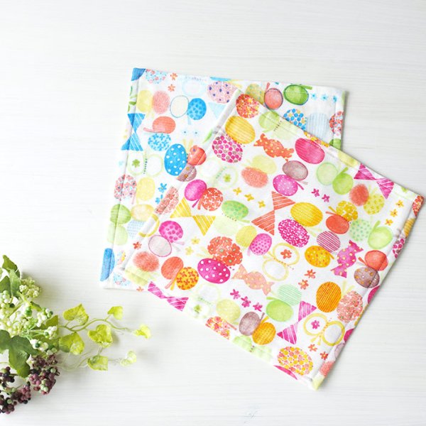 画像3: リボン&ちょうちょ レッド/ブルー【カット生地】 縦50cm×横105cm 薄手生地 (3)