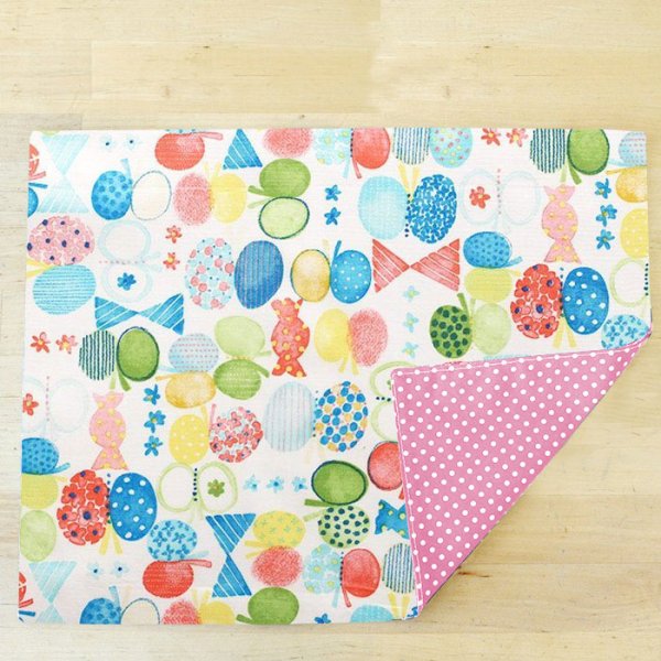 画像2: リボン＆ちょうちょ レッド/ブルー【ランチョンマット】手作りキット 作り方マニュアル付き 入園入学 2025年度春 薄手生地+裏地[u] (2)