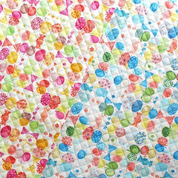 画像10: リボン&ちょうちょ レッド/ブルー【カット生地】 縦50cm×横105cm 薄手生地 (10)