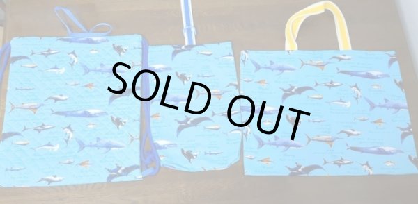 画像2: 《即納》★サンプル品(完成品)販売★海の生き物図鑑 ターコイズ【ナップサック】【レッスンバッグ】 【シューズバッグ】 (2)