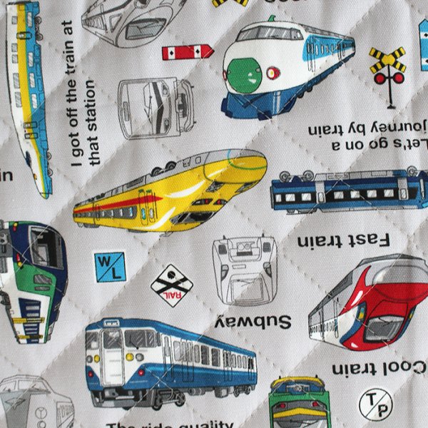 画像2: 《家庭科教材対応》電車と新幹線 ライトグレー キルティング生地【ナップサック】手作りキット 作り方マニュアル付き 小学校 家庭科 キット (2)