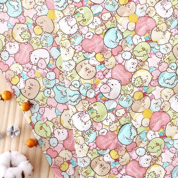 画像1: すみっコぐらし ぎっしりピンク【キッズエプロン&三角巾】Mサイズ 材料セット 作り方マニュアル付き 入園入学 2025年度春 (1)