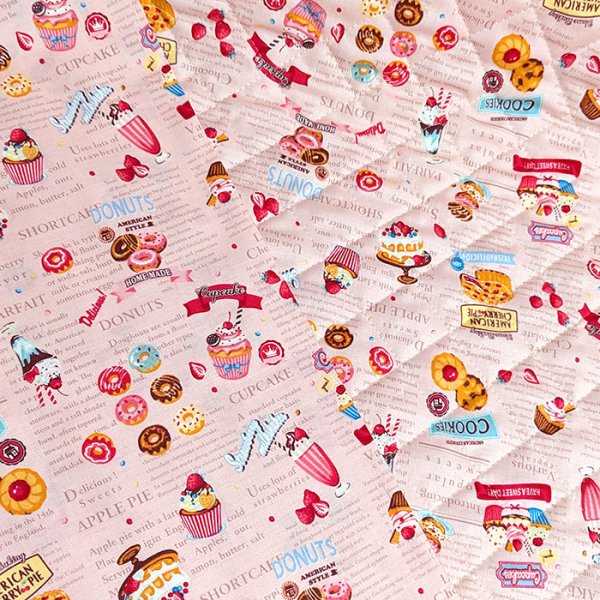 画像1: スイーツレシピ ピンク【スモック】 手作りキット 作り方マニュアル付き 中厚手生地 (1)