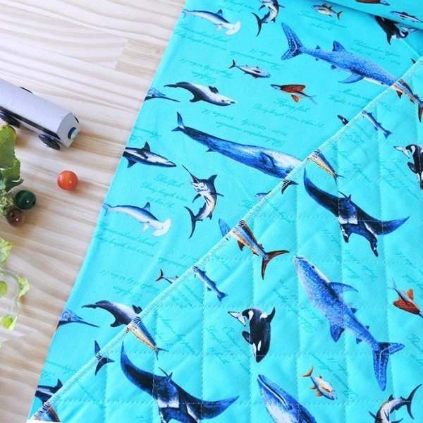 画像5: ●アウトレット サイズ変更不可●海の生き物図鑑 ターコイズ【お弁当袋】中厚手生地 手作りキット 作り方マニュアル付き 入園入学 2024年度春 (5)