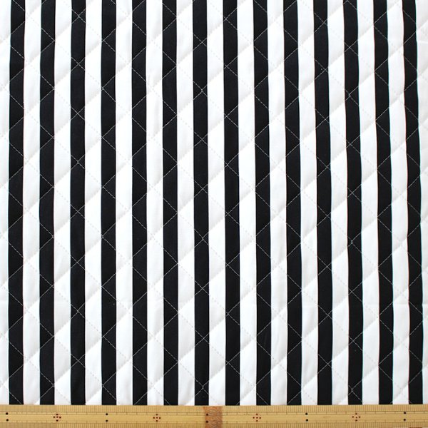 画像5: ワイド ストライプ 白黒【カット生地】 縦50cm×横105cm 中厚手生地/キルティング生地 (5)