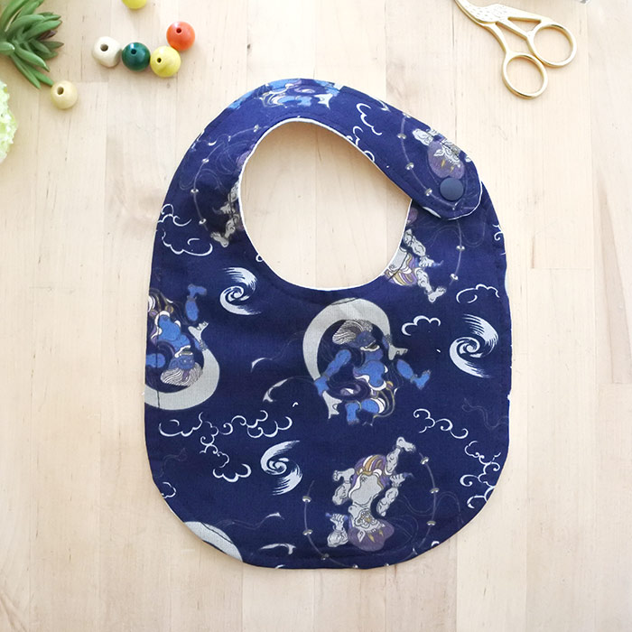 風神雷神 ネイビー 丸型スタイ ベビー 手作りキット 国産の布 通販 ご購入はこちらから